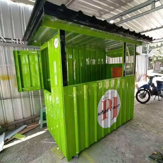 booth kontainer kedai custom design tertutup