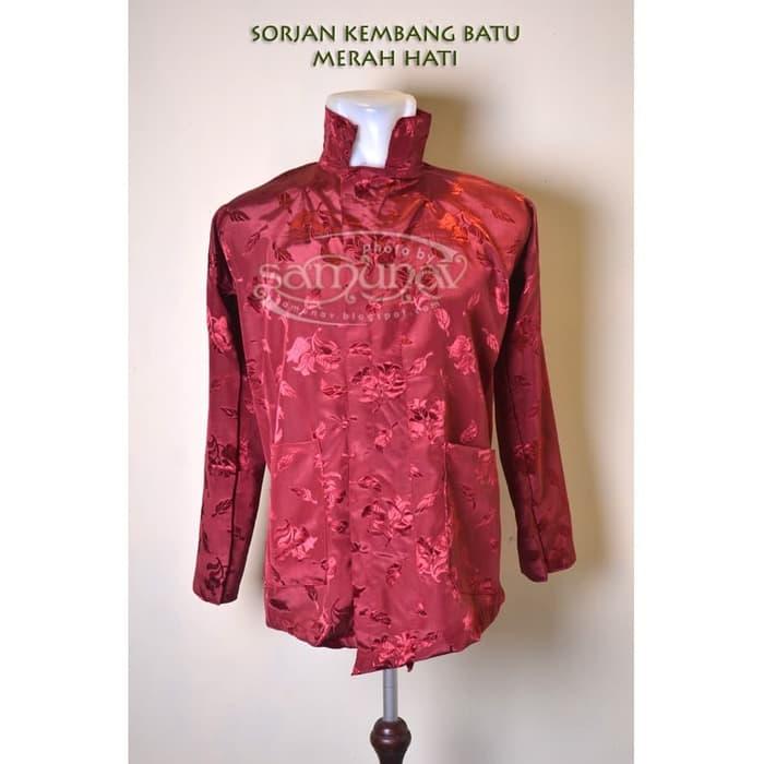 Surjan Kembang Batu Merah Hati Baju Tradisional Pria Khas Jawa