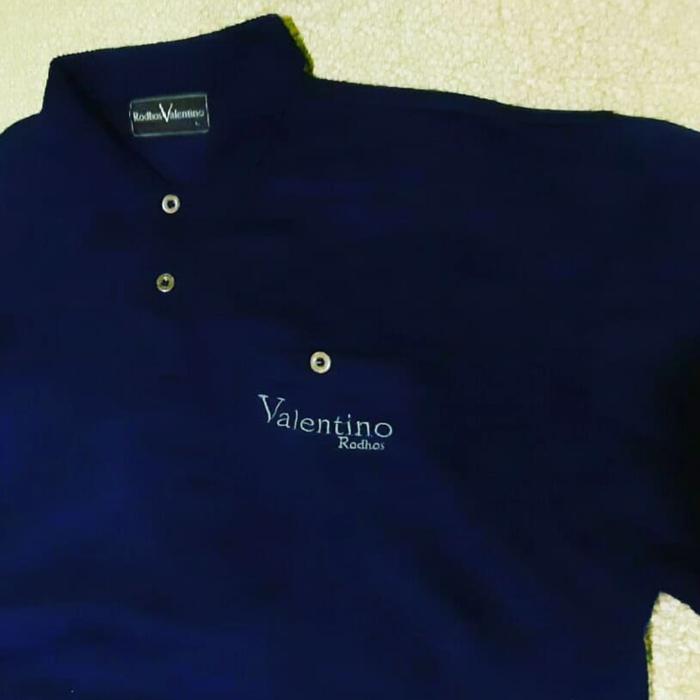 Vintage Rare 90's sweatshirt rodhos valentino warna Blue collar