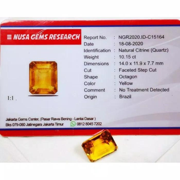 Batu permata natural citrine beserta memo ntd