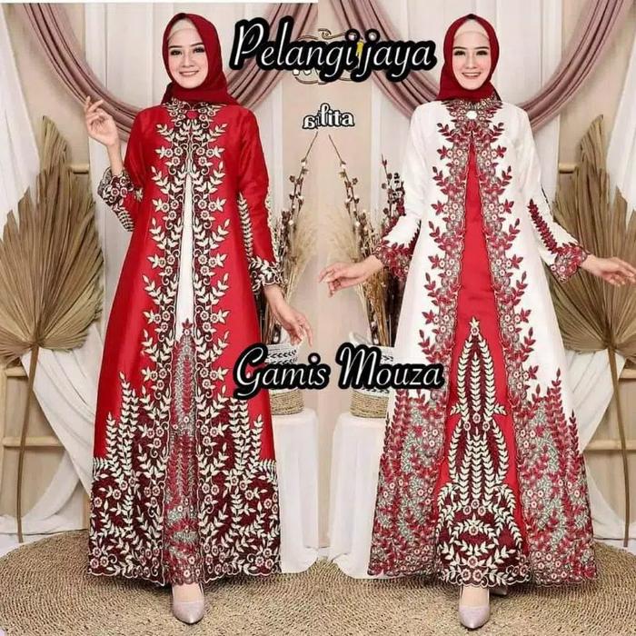 GAMIS MOUZA TAFFETA BORDIR ORI BY PELANGI JAYA SIZE M-XXL