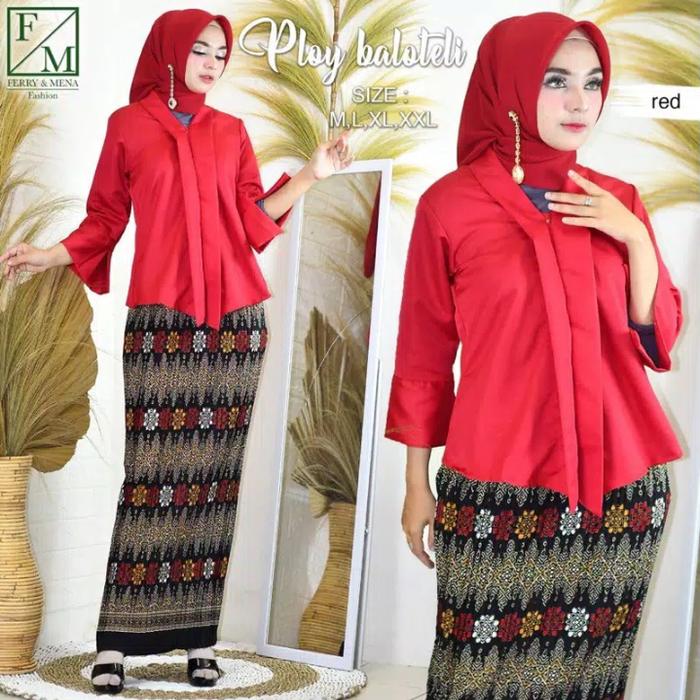 kebaya kartini merah cabe