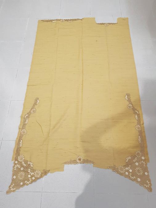 Bahan Kain Serat Kebaya Motif Lace Bordir Kuning
