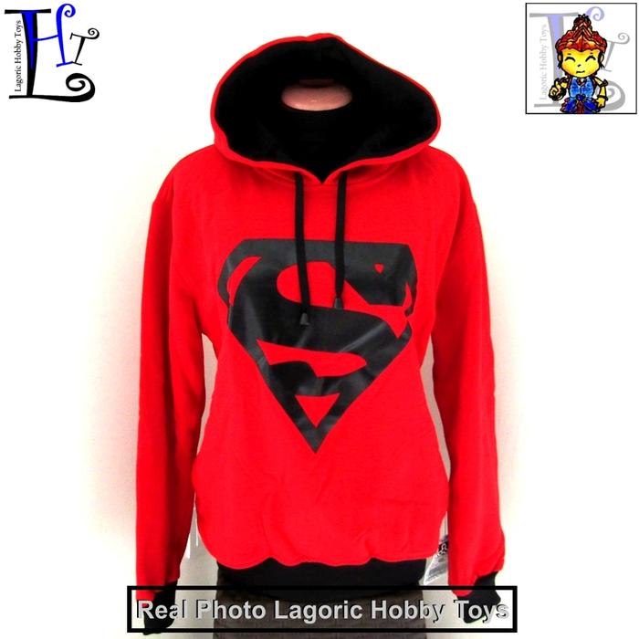 Jaket Hoodie Superman (Red Black)Dewasa Sweater Baju Logo