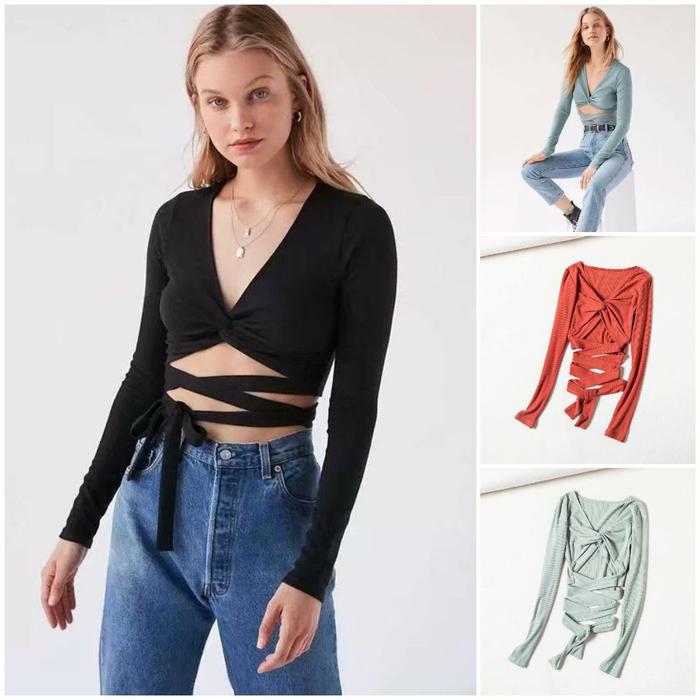 TIED TOP ATASAN WANITA IKAT BAJU KPOP DANCE IMPORT PREMIUM