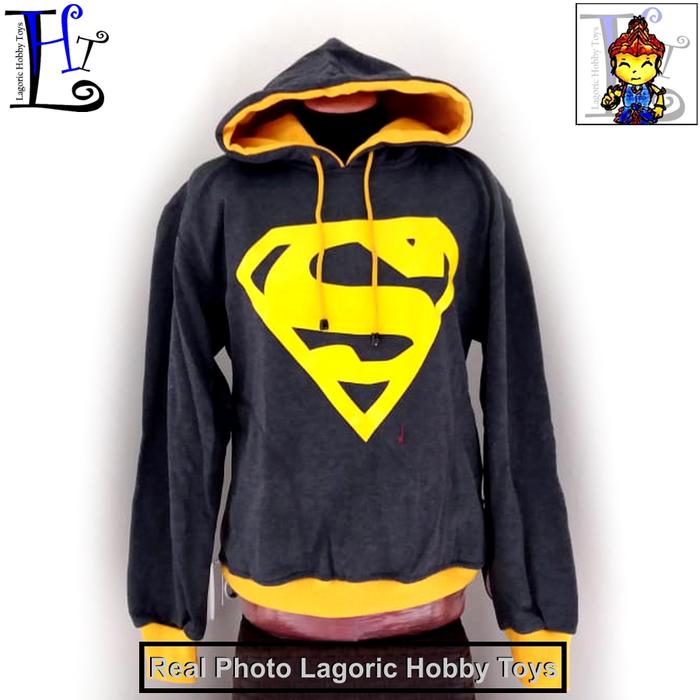 Jaket Hoodie Superman (Grey)Dewasa Sweater Baju Logo