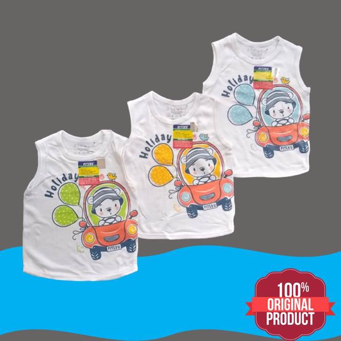 KAOS SINGLET BAYI PITEKU 6-18 BULAN | BAJU KUTUNG ANAK LAKI-LAKI
