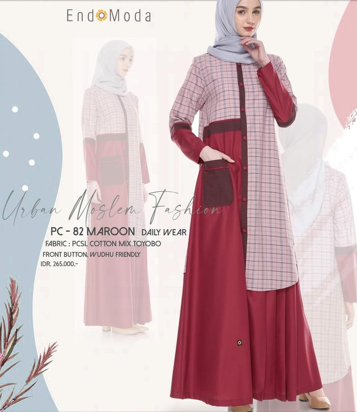 GAMIS MUSLIMAH ENDOMODA PC 82 MAROON