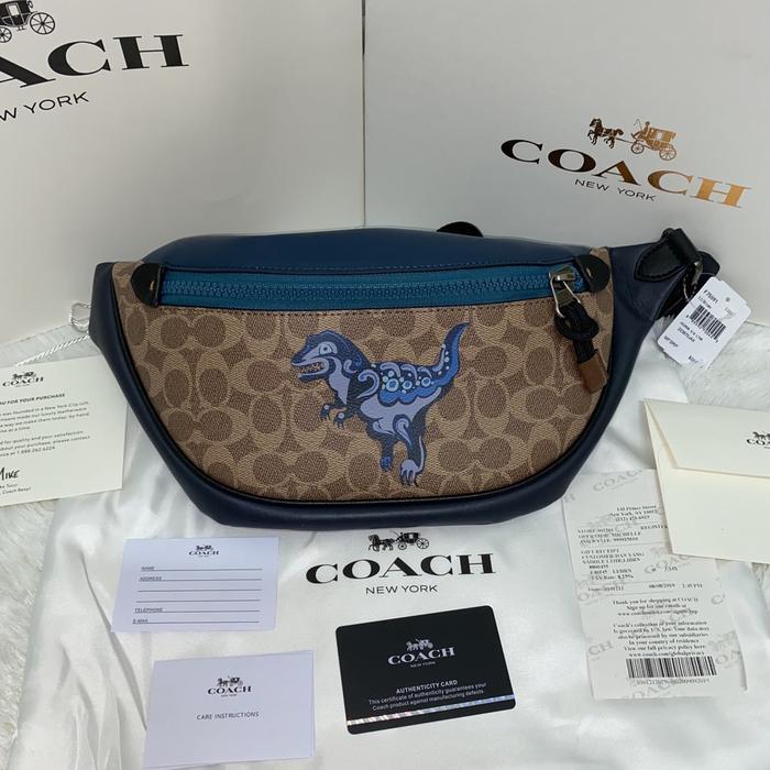 Waistbag | Coach Waistbag Dino Biru 75591 Original Fullset