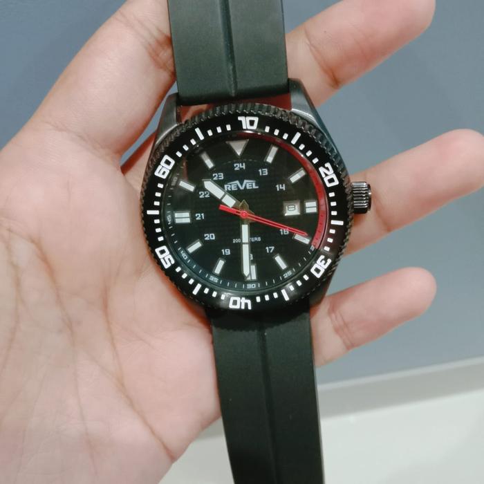 JAM TANGAN PRIA REVEL CO2074 BLACK RUBBER ORIGINAL BERGARANSI