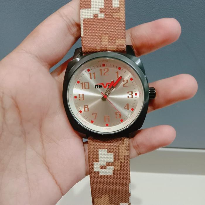 JAM TANGAN PRIA REVEL GE8603 BLACK BROWN LEATHER ORIGINAL GARANSI