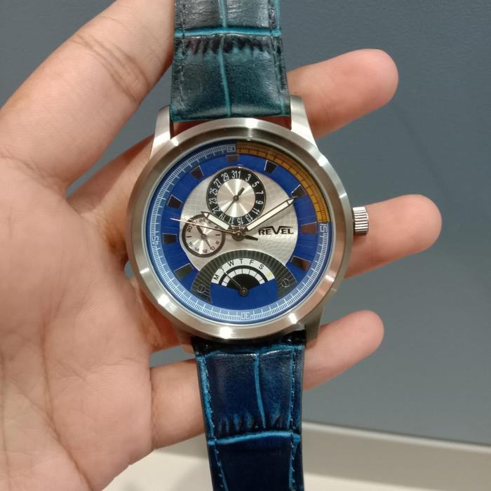JAM TANGAN PRIA REVEL BC5211 SILVER BLUE LEATHER ORIGINAL