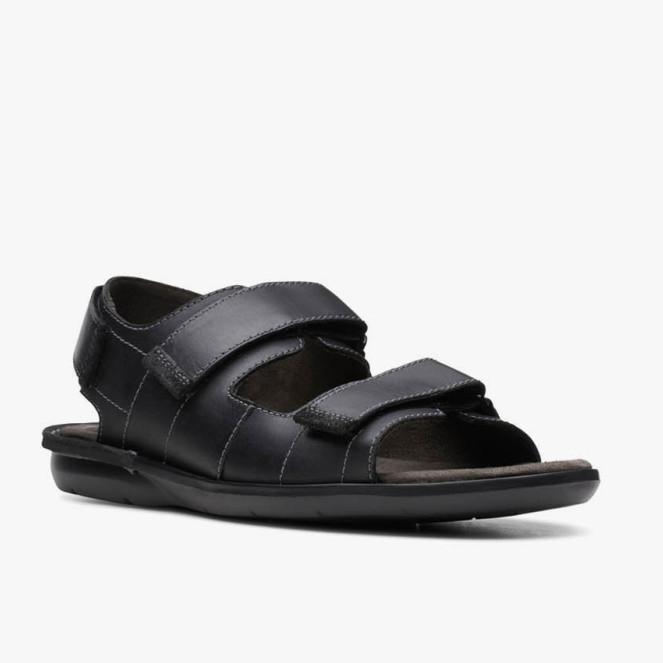 SEPATU SANDAL PRIA CLARKS Ellison Bay Black Leather ORIGINAL