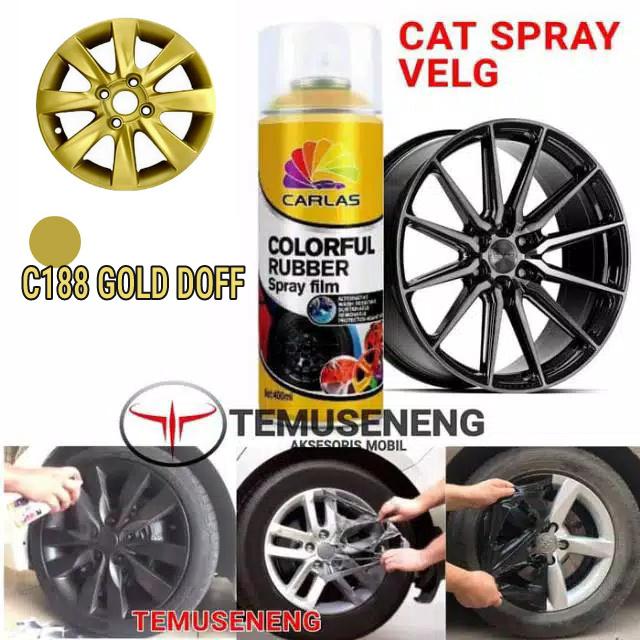 C188 CARLAS RUBBER SPRAY GOLD KUNING EMAS CAT VELG MOBIL MOTOR SEPEDA
