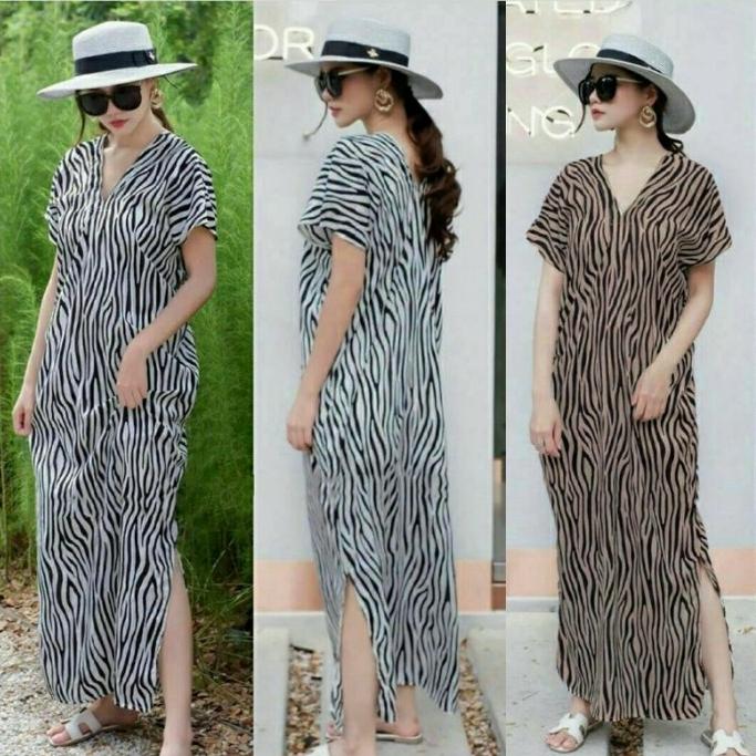 HD GAMIS HONEY ZEBRA Maxi Dress Longdress Wanita Motif Zebra