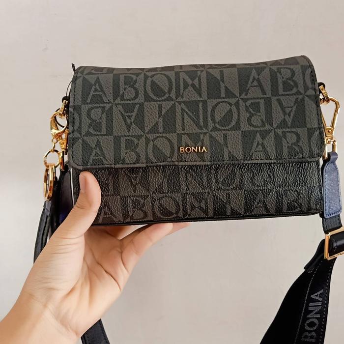 Tas wanita bonia original monogram hitam sling bisa tas pinggang