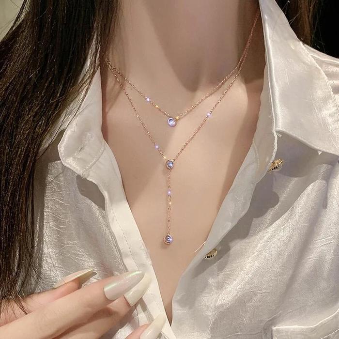 kalung titanium 2layer impor anti karat/kalung 2 layer