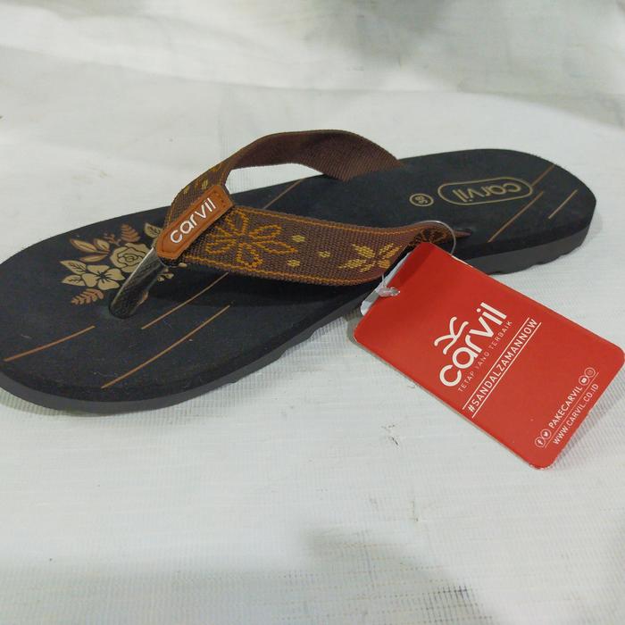 Carvil wanita original/Sendal jepit Soluna coklat