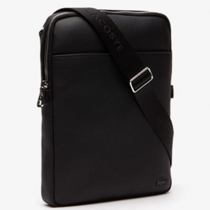 TAS SELEMPANG PRIA LACOSTE CANVAS BLACK ORIGINAL