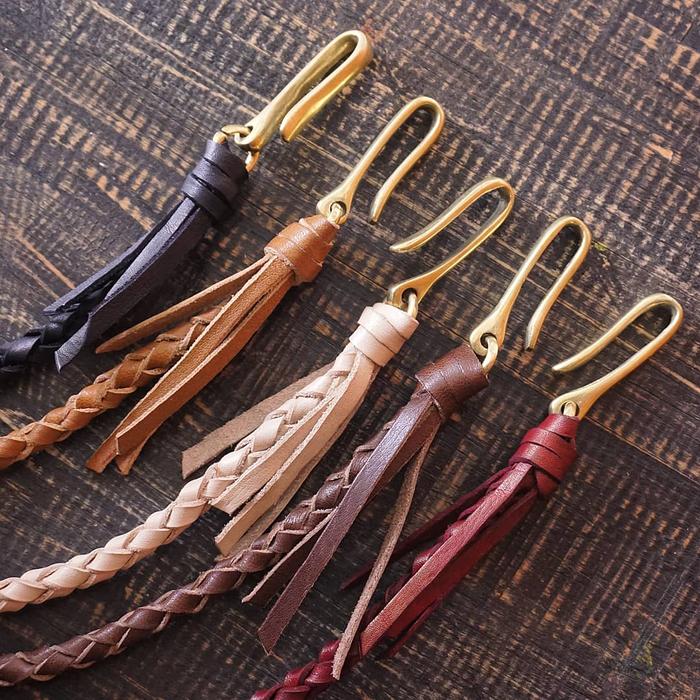 Braided leather chain - tali dompet pria - tali dompet kulit