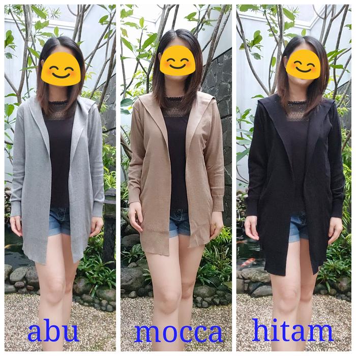 hoodie cardigan rajut topi knitwear muslim dewasa rajut katun adem