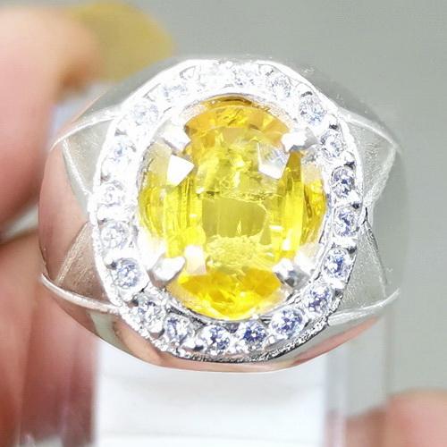 Batu Akik Cincin Natural Yakut Yellow Safir Kristal