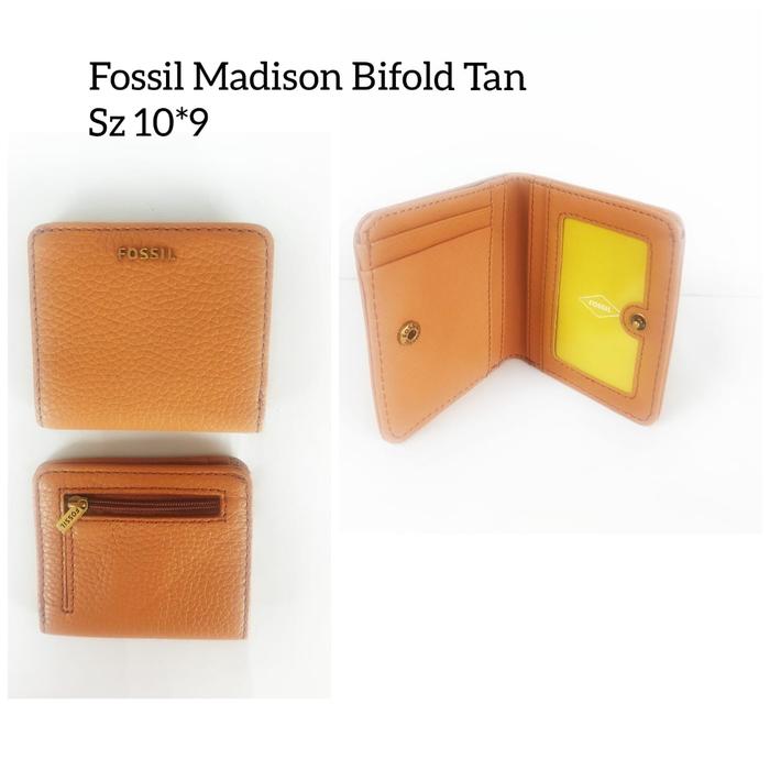 DOMPET WANITA FOSSIL ORI - FOSSIL MADISON BIFOLD TAN LEATHER