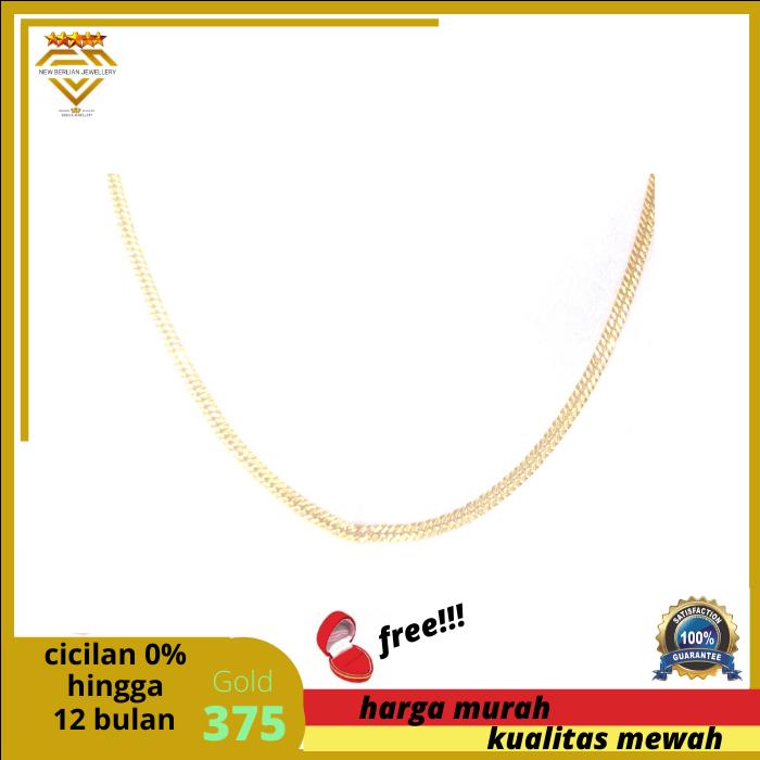 kalung model rantai gepeng emas kuning asli 9K-375-perhiasan emas asli