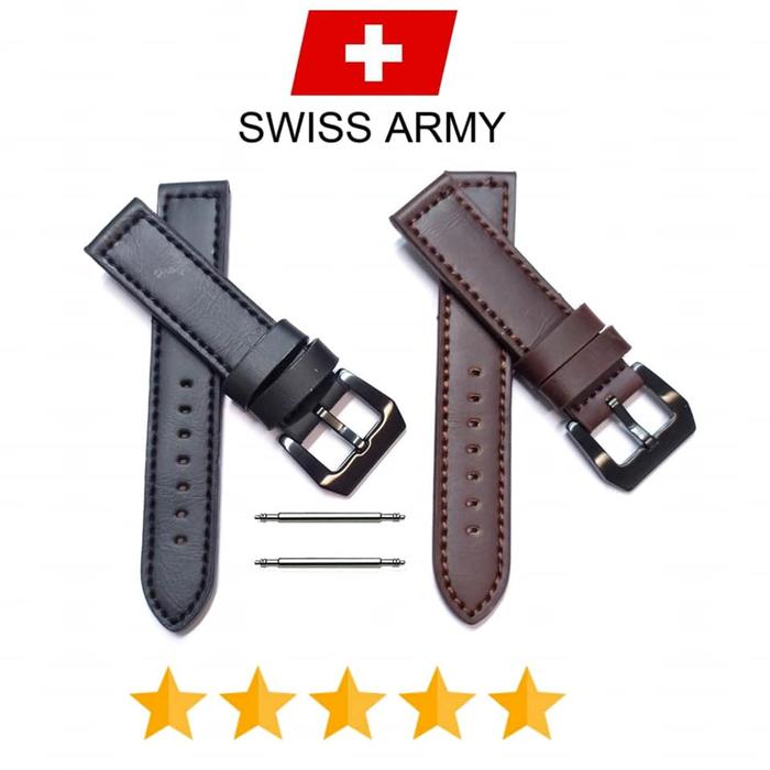 Strap tali jam tangan kulit Swiss army ber kualitas bonus pen ORI