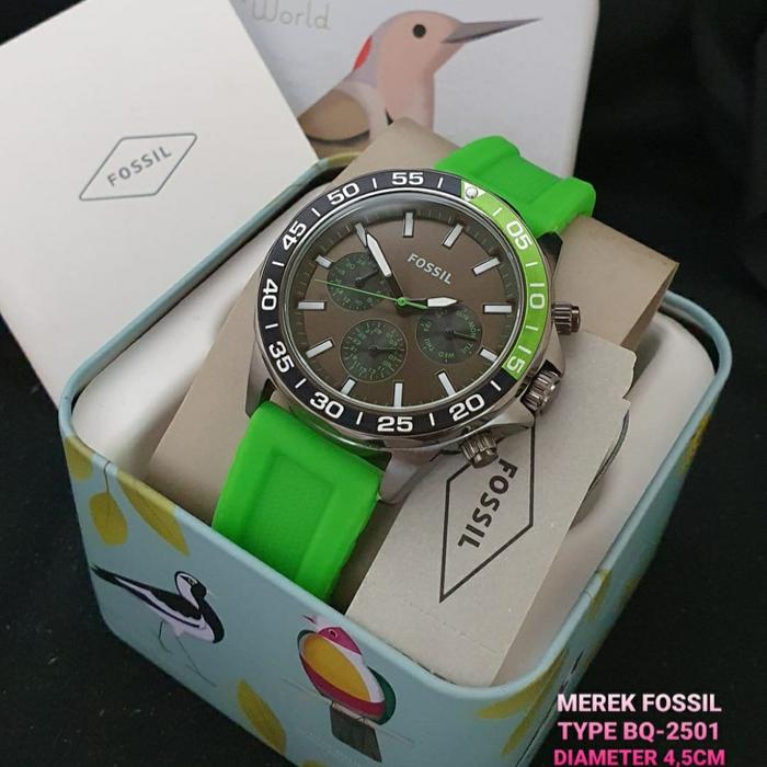 Jam Tangan Pria Fossil BQ 2501 2500 2499 2498 Rubber Original 4.5cm