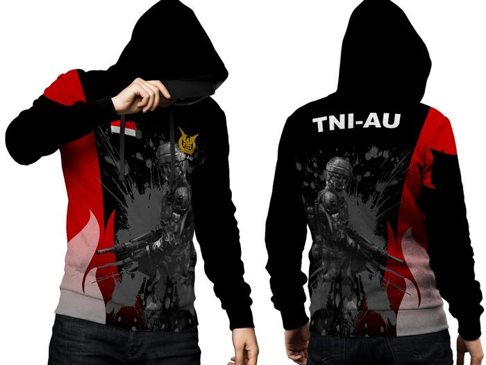 Jaket Hoodie Army Pria TNI-AU 3D FullPrint PullOver Art 2