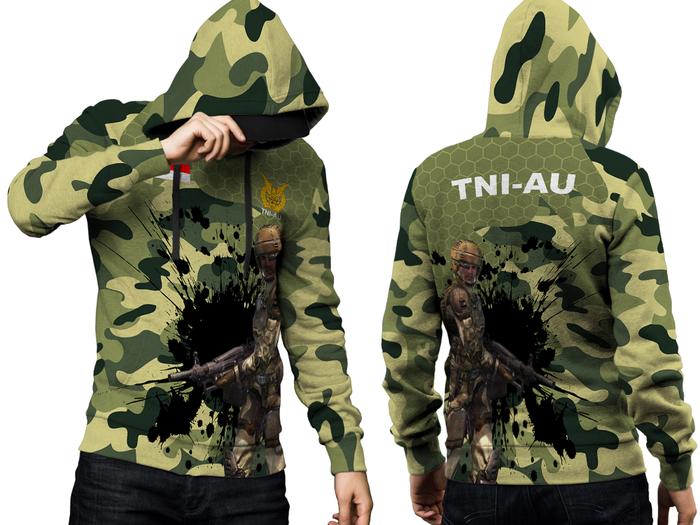 Jaket Hoodie Army Pria TNI-AU 3D FullPrint PullOver Art 1