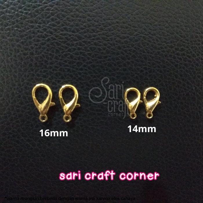 Kait Udang Gold 16mm - Kokot Udang Lobster Clasp Emas