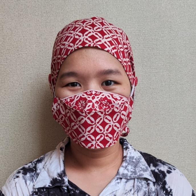 Topi + masker 3 ply batik