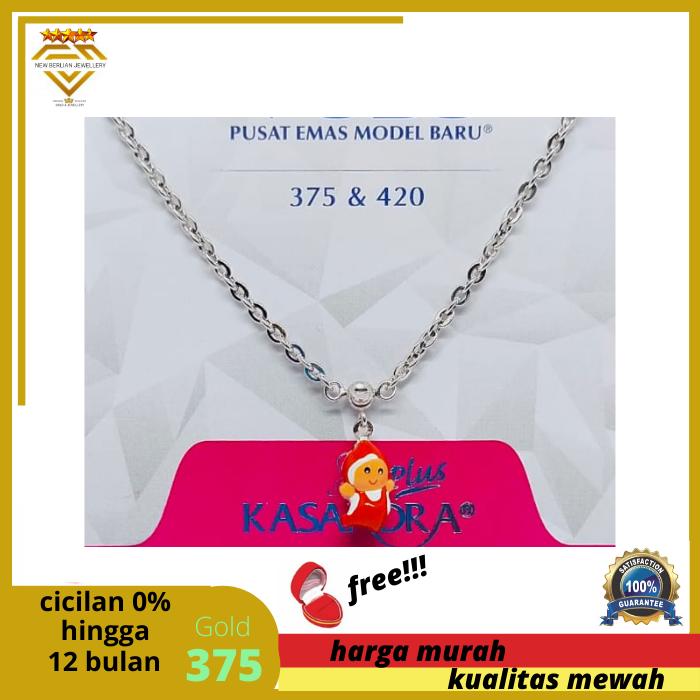 kalung baby emas putih asli 9K-375-gandulan karakter boneka 01