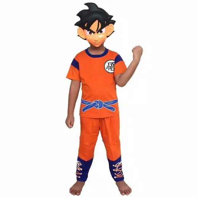 KOSTUM BAJU ANAK DRAGON BAL GRATIS TOPENG BAJU MAIN PIYAMA TIDUR