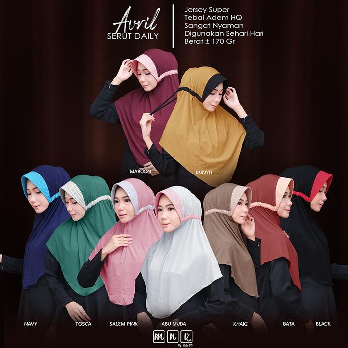 Hijab Avril Serut Daily Original by Raqumi / Jilbab Kerudung Instan