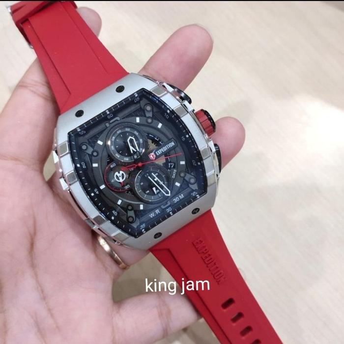 Jam Tangan Pria Expedition E 6782 Original Red Silver