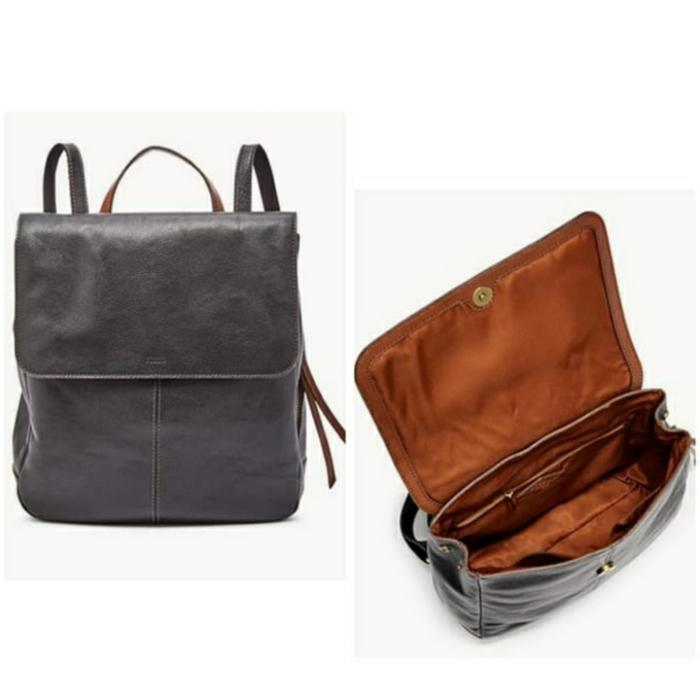 TAS RANSEL WANITA BRANDED FOSSIL CLAIRE BACKPACK BLACK LEATHER