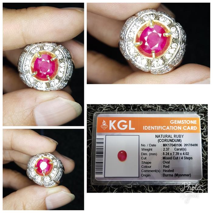 Natural Ruby Burma bonus Ring Silver Memo Origin KGL Heated only