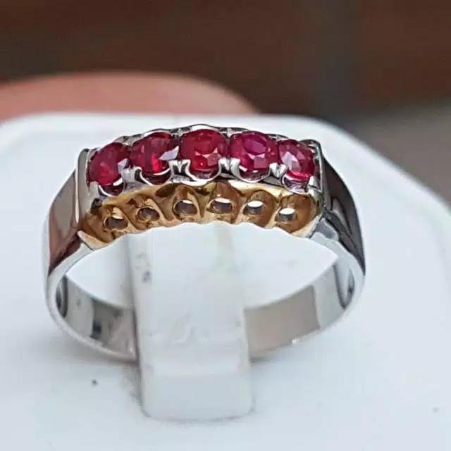 D127 cincin perak silver mata ruby rubi asli ring no 17 atau 7.75 mura