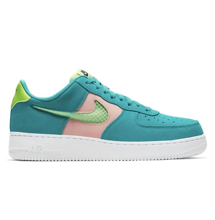 NIKE AIR FORCE 1 '07 LV8 ORACLE AQUA GHOST GREEN WASHED CORAL ORIGINAL
