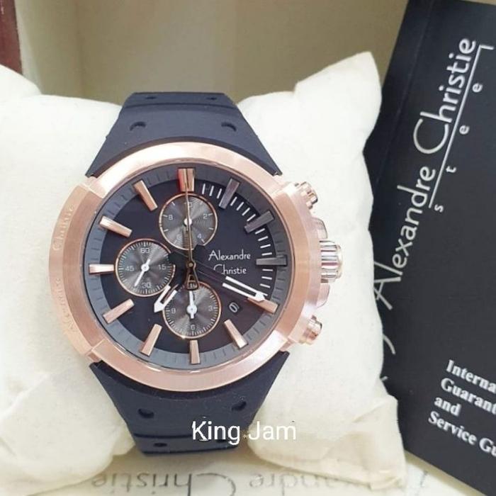 Jam Tangan Pria Alexandre Christie AC 6566 Original Black Rosegold