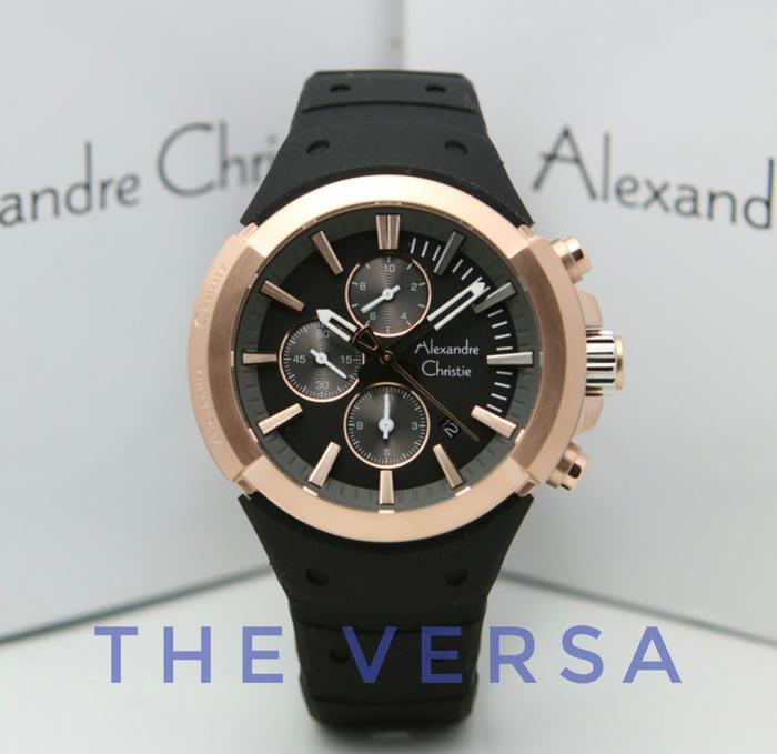ALEXANDRE CHRISTIE AC 6566 BLACK ROSEGOLD Jam Pria Original
