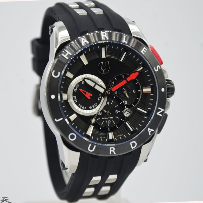 CHARLES JOURDAN CJ1034-1332M - Jam Tangan Rubber Original - Black