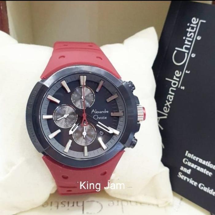 Jam Tangan Pria Alexandre Christie AC 6566 Original Red Rubber