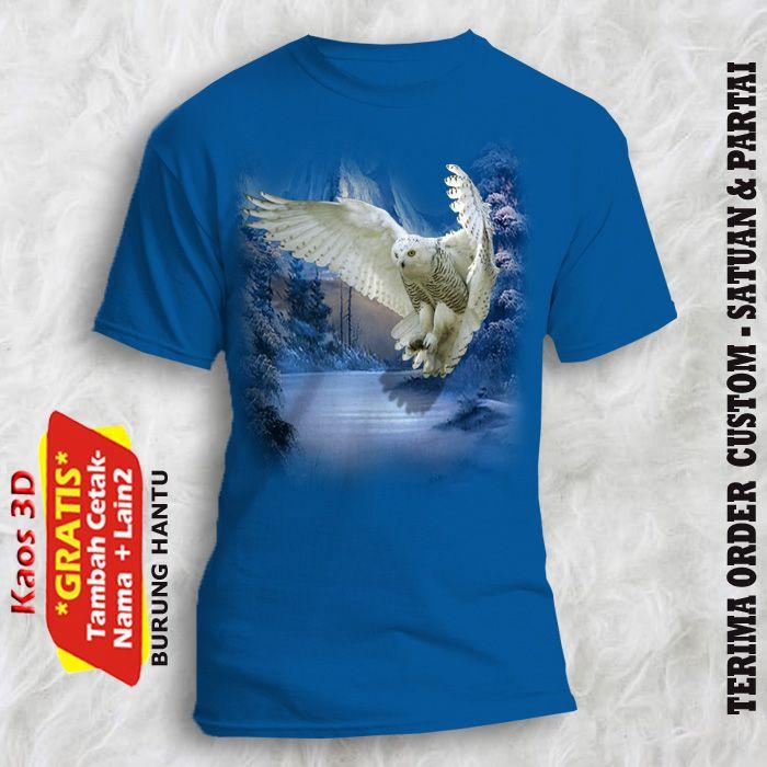 KAOS GAMBAR BURUNG HANTU KURAN ANAK DAN DEWASA KUALITAS CETAK 3D