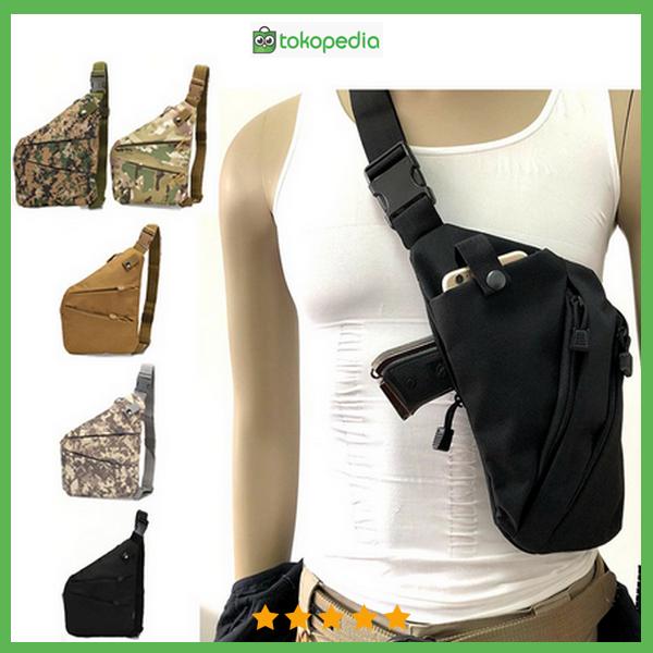 Tas Bahu/dada Holster Pistol Tersembunyi Multifungsi Anti Maling