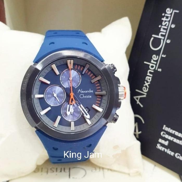 Jam Tangan Pria Alexandre Christie AC 6566 Original Blue Rubber