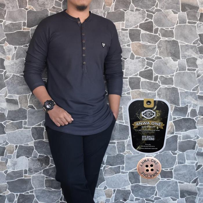 Koko Qurta kaos lengan 3/4 pria / koko pria list saku